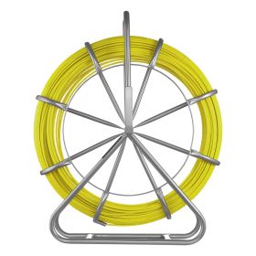 Fish Tape Fiberglass, 500FT 6.3MM, Duct Rodder Fishtape Wire Puller with Stand, 1/4-Inch Cable Running Rod, Marked Every 5 Feet