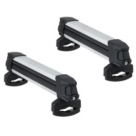 Ski & Snowboard Roof Rack, Carry up to 4 Pairs of Skis or 2 Snowboards, 2 PCS Aluminum Universal Car Roof Rack Top Holder with Lock & Rubber Padding