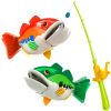 (ABC)Kids Fishing Game Toy with 1 Adjustable Fishing Rod and 2 Realistic Fish, Pool Fishing Toy Set with Magnetic Bait