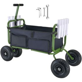 Beach Fishing Cart, 300 lbs Load Capacity, Foldable Fish and Marine Cart with Four 11" Big Wheels Rubber Balloon Tires