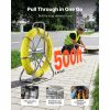 Fish Tape Fiberglass, 500FT 6.3MM, Duct Rodder Fishtape Wire Puller with Stand, 1/4-Inch Cable Running Rod, Marked Every 5 Feet