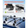 Ski & Snowboard Roof Rack, Carry up to 4 Pairs of Skis or 2 Snowboards, 2 PCS Aluminum Universal Car Roof Rack Top Holder with Lock & Rubber Padding