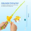 (ABC)Kids Fishing Game Toy with 1 Adjustable Fishing Rod and 2 Realistic Fish, Pool Fishing Toy Set with Magnetic Bait