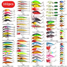 22pcs 58pcs 102pcs Fishing Lure Kits Multi-functional Set Topwater Floating Swimming Lures, Equipped With High Pitch Hook Soft Frogs, Used For Ba (Option: 102pcs)